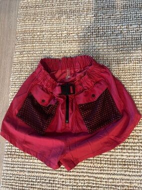 FP Movement Deep Pink Athletic Utility Shorts with Mesh Pockets